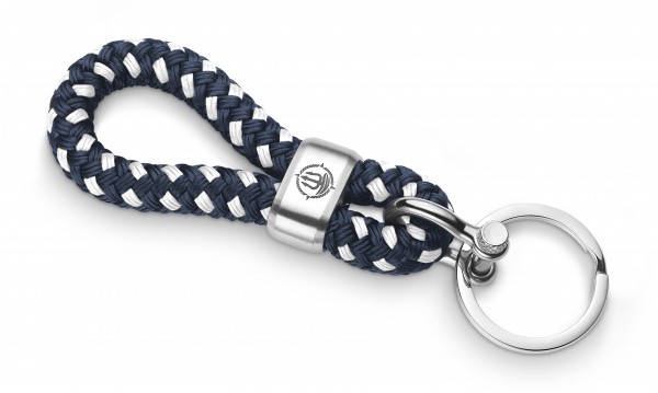 Schlüsselkette "Hiddensee" 8mm Segeltau navy-blau-weiss