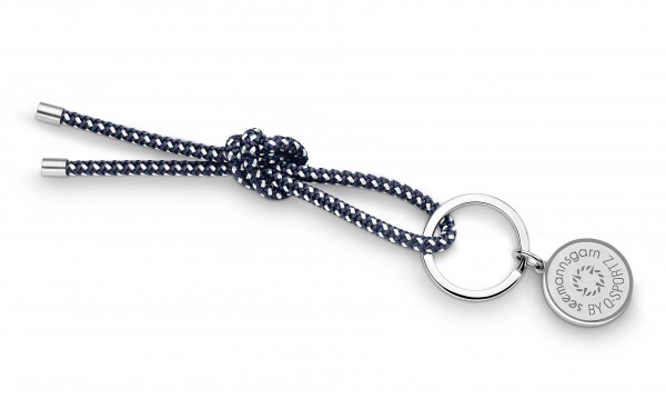 Schlüsselkette "Hiddensee" 4mm Segeltau navy-blau-weiss-Copy