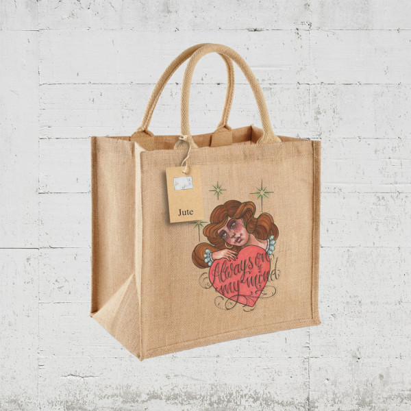 Cutekarin - Always on my mind | Jute Bag 30 x 30 x 19 HLP Artists