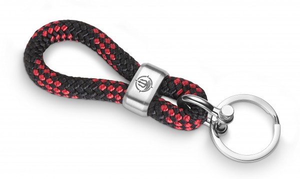 Schlüsselkette "Usedom" 8mm Segeltau schwarz-rot