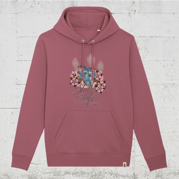 Cutekarin - Stay Safe | Bio Hoodie unisex HLP Artists hibiscus rose