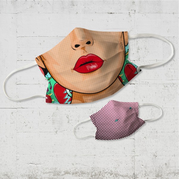Red Lips - Wende-Behelfsmaske für Nase und Mund