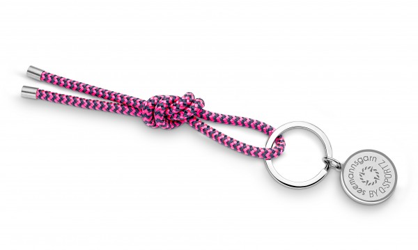 Schlüsselkette "Pellworm" 4mm Segeltau navy-blau-pink
